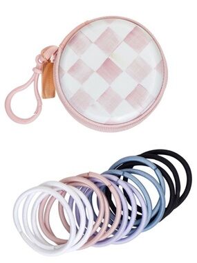 Goody x MacKenzie-Childs Plasticrse Charm 15 Elastics Rosy Check White Pink